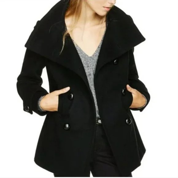Aritzia Talula Babaton Howell Double Breasted Black Pea Coat, Size XXSma… - Picture 3 of 16